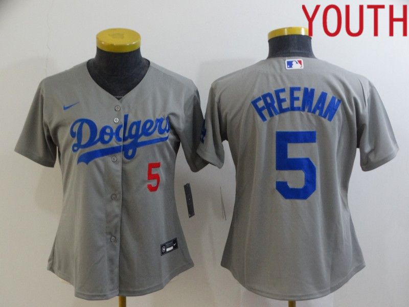 Youth Los Angeles Dodgers #5 Freddie Freeman Grey Nike 2022 MLB Jersey